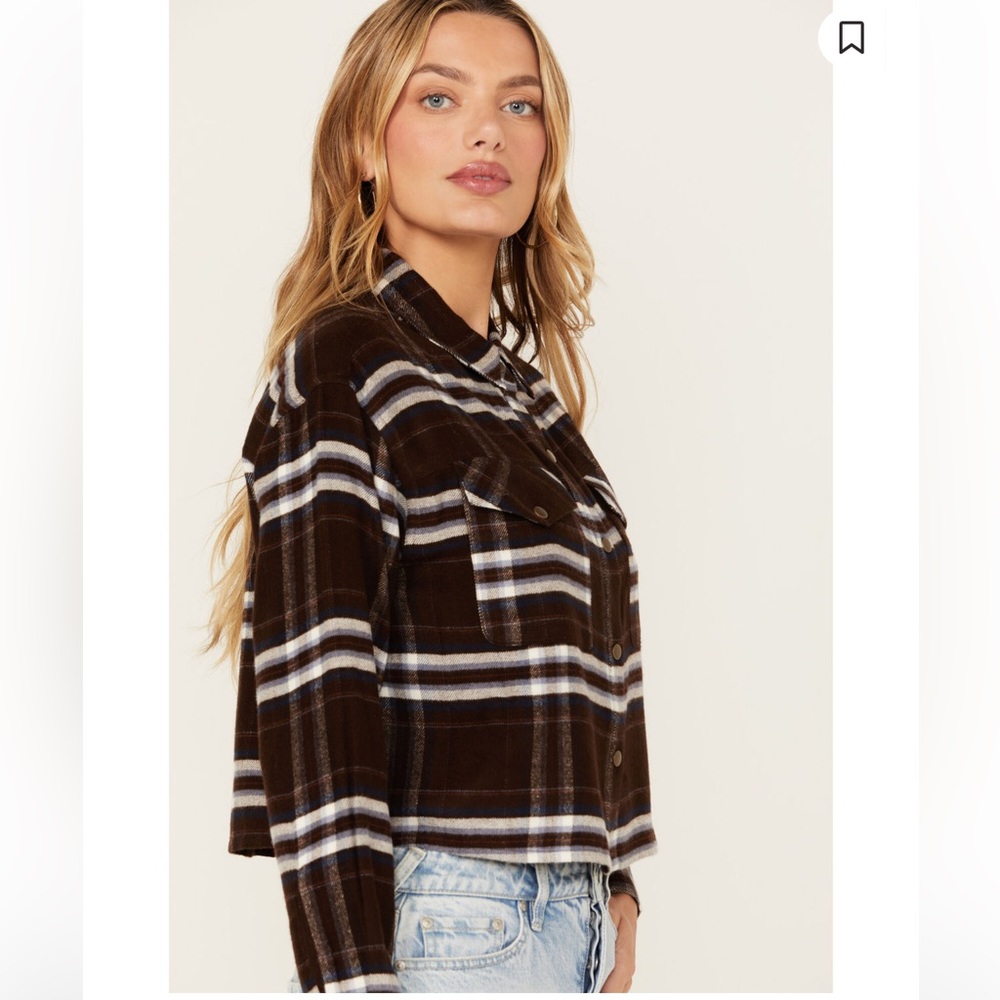 Cleo + Wolf | Super Soft Dark Brown Cropped Flannel